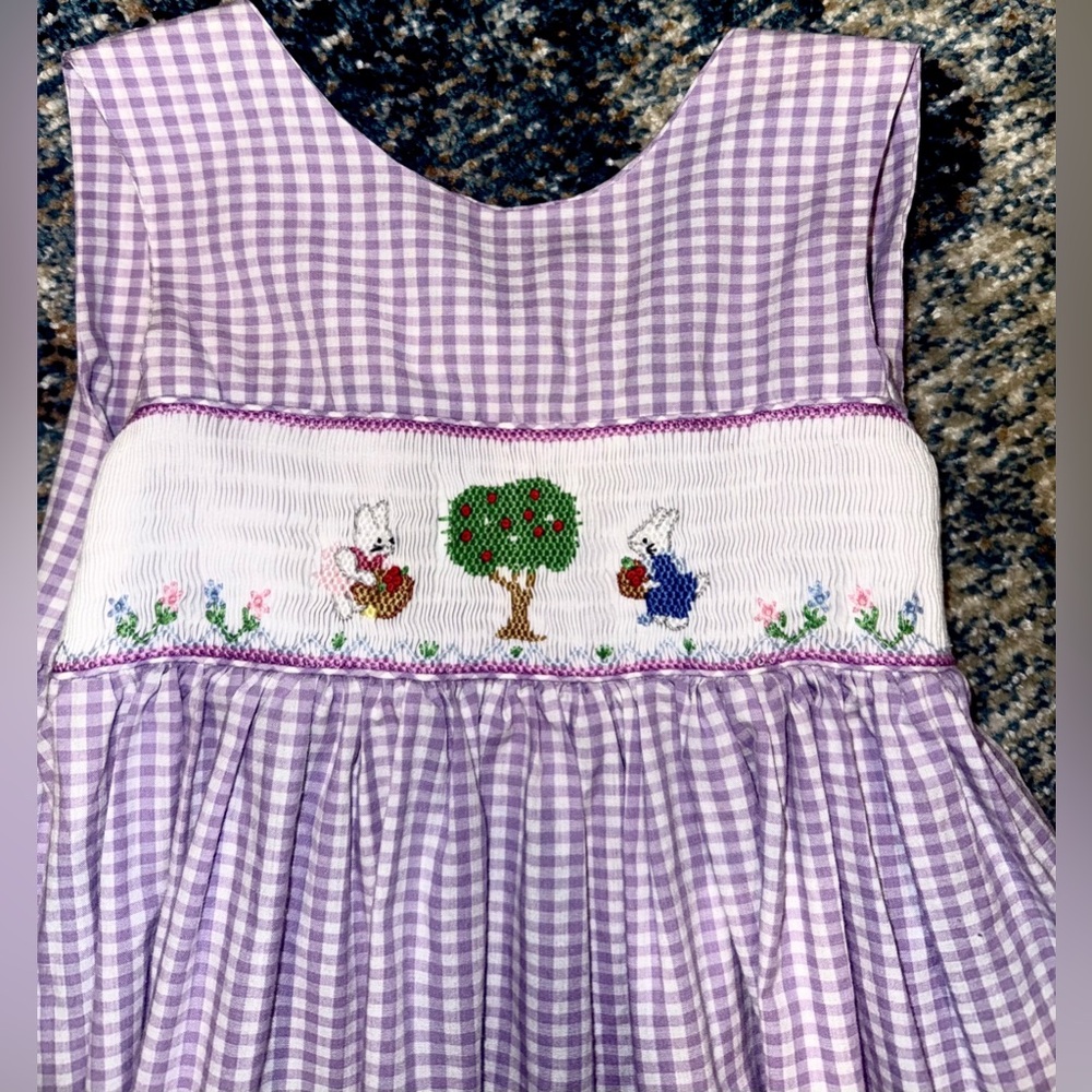Purple Gingham Dress with Embroidered Detail